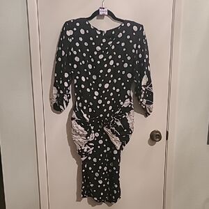 Flora Kung Black and White Sheath Dress with Dolman Sleeves